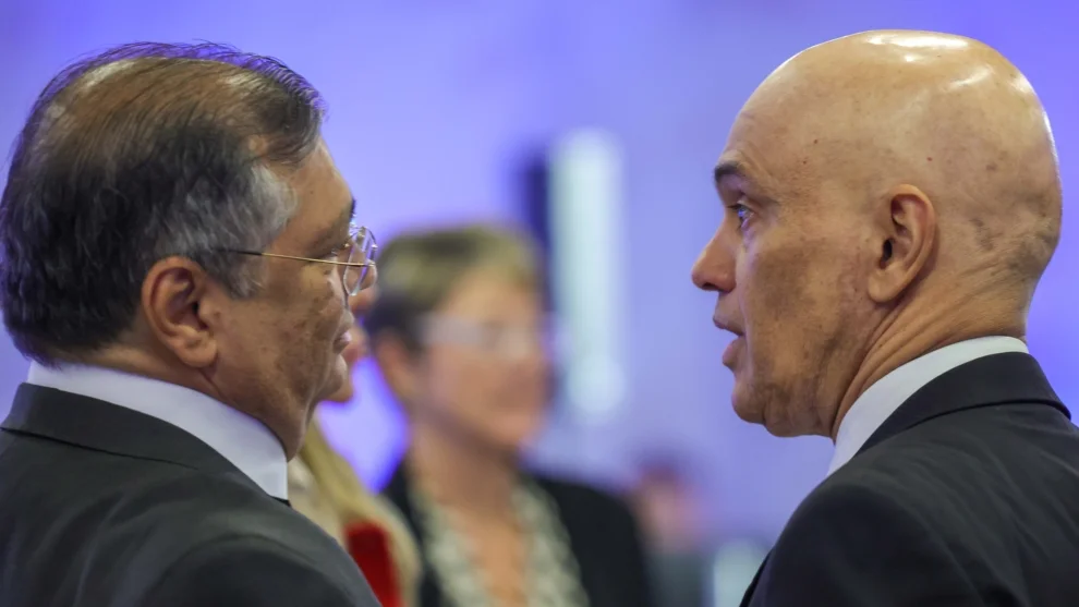 Os ministros do STF, Flávio Dino e Alexandre de Moraes