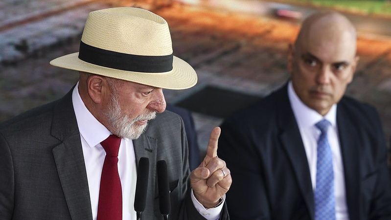 O presidente Luiz Inácio Lula da Silva e o ministro do Supremo Tribunal Federal, Alexandre de Moraes