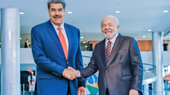 O presidente Luiz Inácio Lula da Silva e o ditador venezuelano, Nicolás Maduro