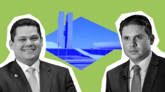 Em ilustração, o senador Davi Alcolumbre e o deputado Hugo Motta