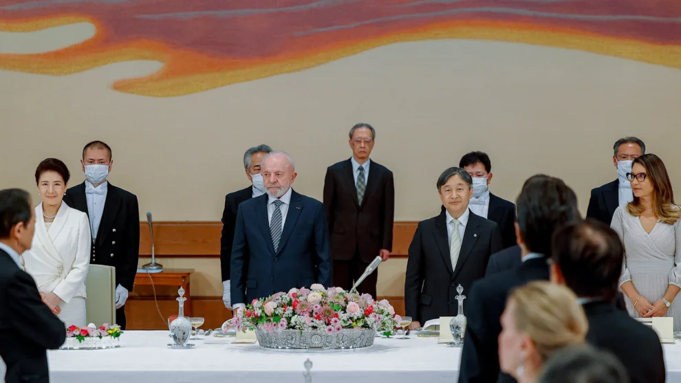 Presidente da República, Luiz Inácio Lula da Silva, durante jantar oferecido por Suas Majestades Imperiais, o Imperador Naruhito e a Imperatriz Masako, em homenagem ao Presidente da República e à Senhora Janja Lula da Silva. Palácio Imperial, Tóquio