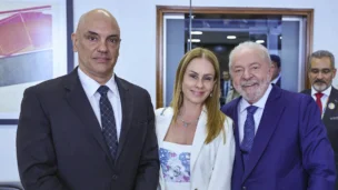 Ministro do STF, Alexandre de Moraes, Viviane Barci de Moraes e o Presidente da República, Luiz Inácio Lula da Silva