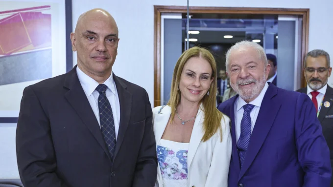 Ministro do STF, Alexandre de Moraes, Viviane Barci de Moraes e o Presidente da República, Luiz Inácio Lula da Silva