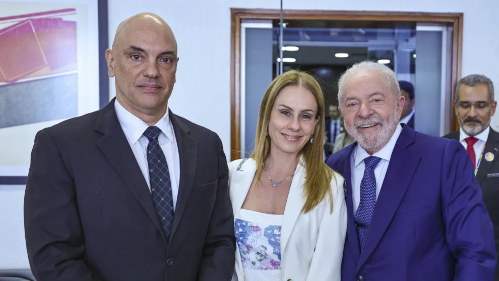 Ministro do STF, Alexandre de Moraes, Viviane Barci de Moraes e o Presidente da República, Luiz Inácio Lula da Silva