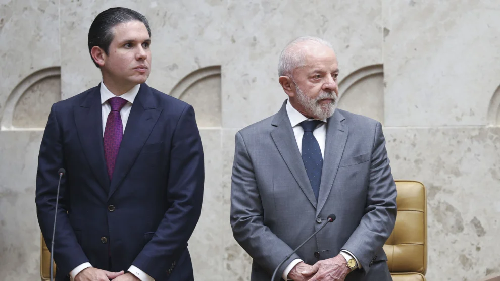 O presidente Luiz Inácio Lula da Silva e presidente da câmara dos deputados, Hugo Motta