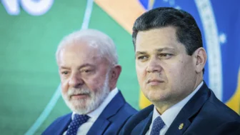 O Presidente do Senado e do Congresso Nacional, Davi Alcolumbre e o presidente Lula