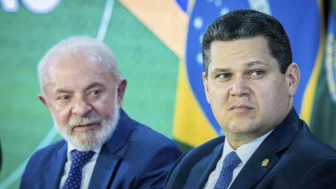 O Presidente do Senado e do Congresso Nacional, Davi Alcolumbre e o presidente Lula