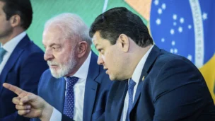 O Presidente do Senado e do Congresso Nacional, Davi Alcolumbre e o presidente Lula