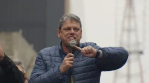 Tarcísio de Freitas no ato Pró-Bolsonaro no 7 de Setembro de 2025