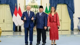 Lula, Janja da Silva e Prabowo Subianto na Indonésia
