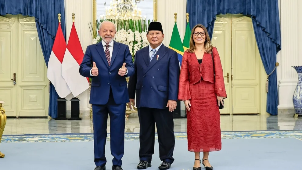 Lula, Janja da Silva e Prabowo Subianto na Indonésia