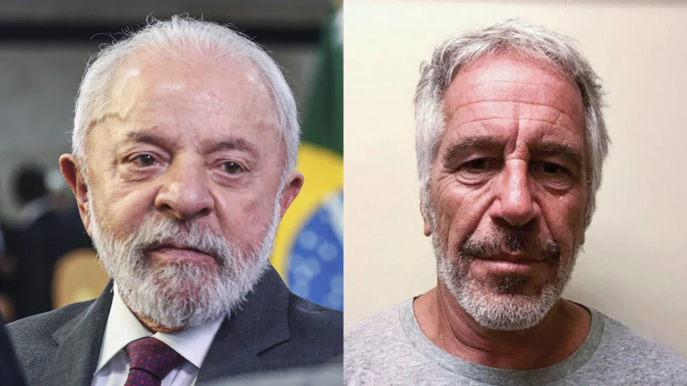 Presidente Luiz Inácio Lula da Silva e Divisão de Justiça Criminal do Estado de Nova York mostrando Jeffrey Epstein