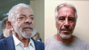 Presidente Luiz Inácio Lula da Silva e Divisão de Justiça Criminal do Estado de Nova York mostrando Jeffrey Epstein