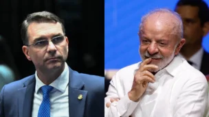 senador Flávio Bolsonaro (PL-RJ), o presidente da República, Luiz Inácio Lula da Silva