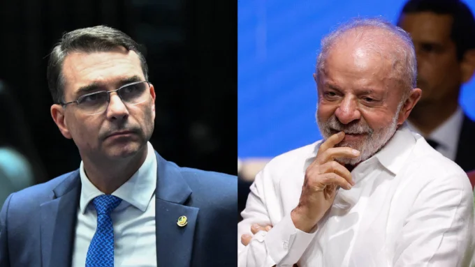 senador Flávio Bolsonaro (PL-RJ), o presidente da República, Luiz Inácio Lula da Silva