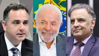 O presidente da República, Luiz Inácio Lula da Silva, senador Rodrigo Pacheco (PSD-MG) e o Dep. Aécio Neves (PSDB - MG)