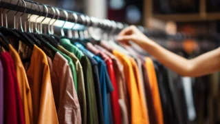 Vitrine de roupas em loja de rua, comércio