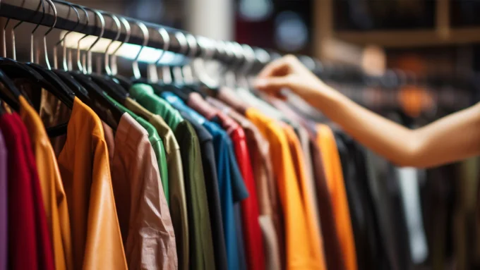 Vitrine de roupas em loja de rua, comércio