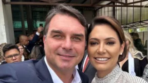 Michelle Bolsonaro e Flávio Bolsonaro