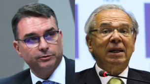 Senador, Flavio Bolsonaro (PL - RJ) e o ex-ministro da Economia, Paulo Guedes