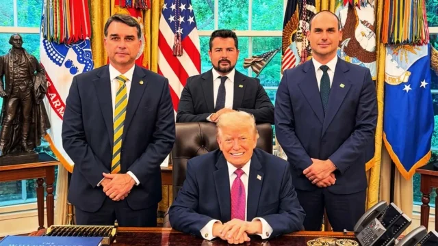 Flávio Bolsonaro, Eduardo Bolsonaro, Paulo Figueiredo, Donald Trump