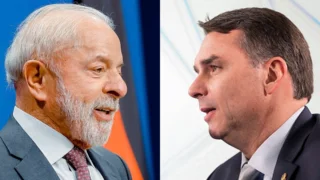 Presidente da República, Luiz Inácio Lula da Silva com o Senador Flávio Bolsonaro