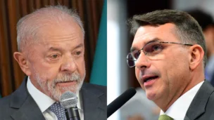 O presidente Luiz Inácio Lula da Silva e o senador Flávio Bolsonaro