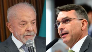 O presidente Luiz Inácio Lula da Silva e o senador Flávio Bolsonaro