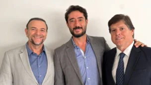 O presidente nacional do PT Edinho Silva, o Pré-candidato a Governador de Minas Gerais Gabriel Azevedo, presidente nacional do MDB Baleia Rossi