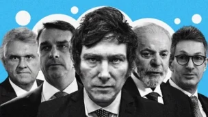 Ronaldo Caiado, Flávio Bolsonaro, Javier Milei, Lula, Romeu Zema
