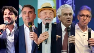 Renan Santos, Flávio Bolsonaro, Lula, Ronaldo Caiado, Romeu Zema