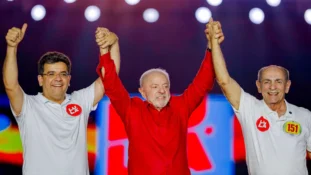 O presidente da República, Luiz Inácio Lula da Silva, Rafael Fonteles e Marcelo Castro