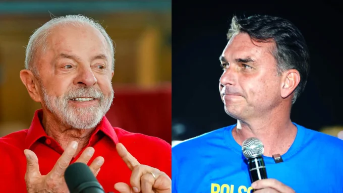 Presidente da República, Luiz Inácio Lula da Silva e o senador Flávio Bolsonaro
