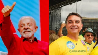 O presidente da República, Luiz Inácio Lula da Silva e o senador Flávio Bolsonaro