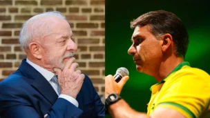 Presidente da República, Luiz Inácio Lula da Silva e o senador Flávio Bolsonaro