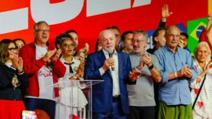 O presidente da República, Luiz Inácio Lula da Silva, durante pronunciamento após o 1º turno