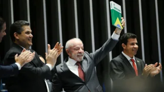 Presidente da Câmara dos Deputados, deputado Hugo Motta, presidente do Senado Federal, senador Davi Alcolumbre, presidente da República Luiz Inácio Lula da Silva