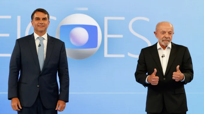 Os candidatos à Presidência da República Flávio Bolsonaro (PL) e Luiz Inácio Lula da Silva (PT)
