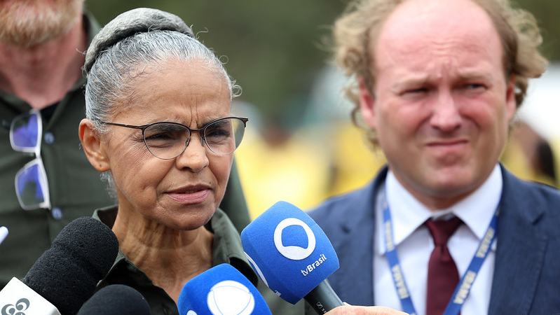 A ministra do Meio Ambiente Marina Silva e o presidente do Ibama Rodrigo Agostinho