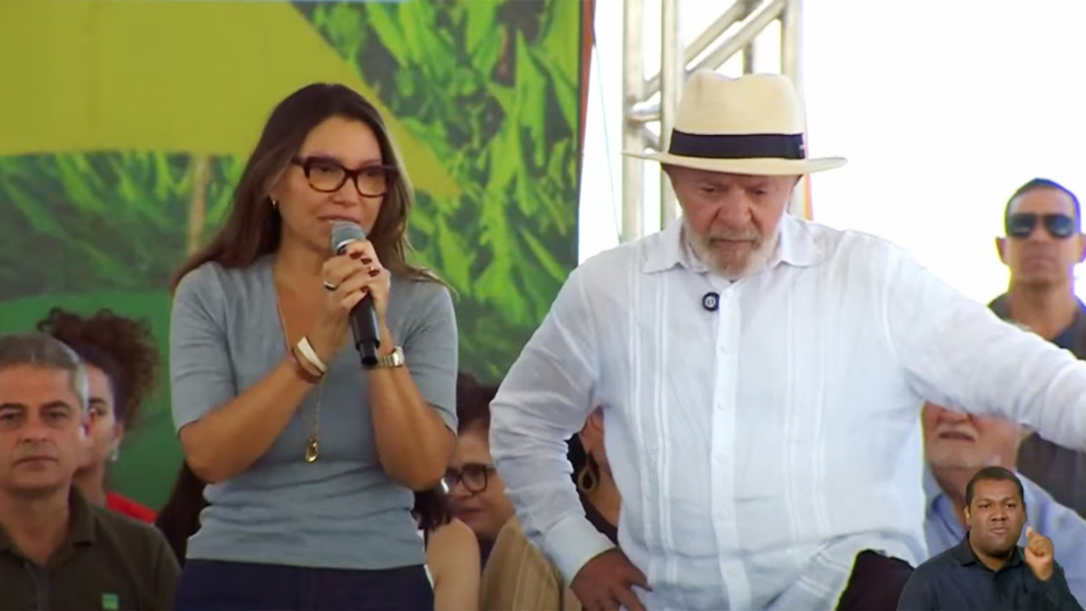 A primeira-dama, Janja da Silva, com o presidente Luiz Inácio Lula da Silva